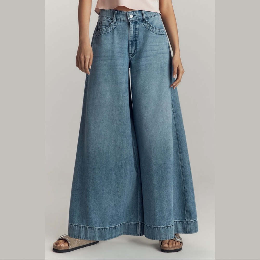 Anthropologie Pilcro Mid-Rise Super Wide Leg Jeans
Elkhorn Coral Blue 30 NWT - Picture 13 of 16